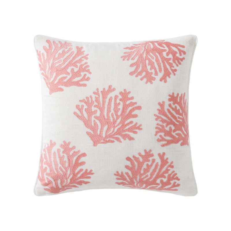 Tommy Bahama Throw Pillow Soft Cotton with Zipper Closure Tropical Design Ideal for Bed or Couch 20 x 20 Coral Island Orange