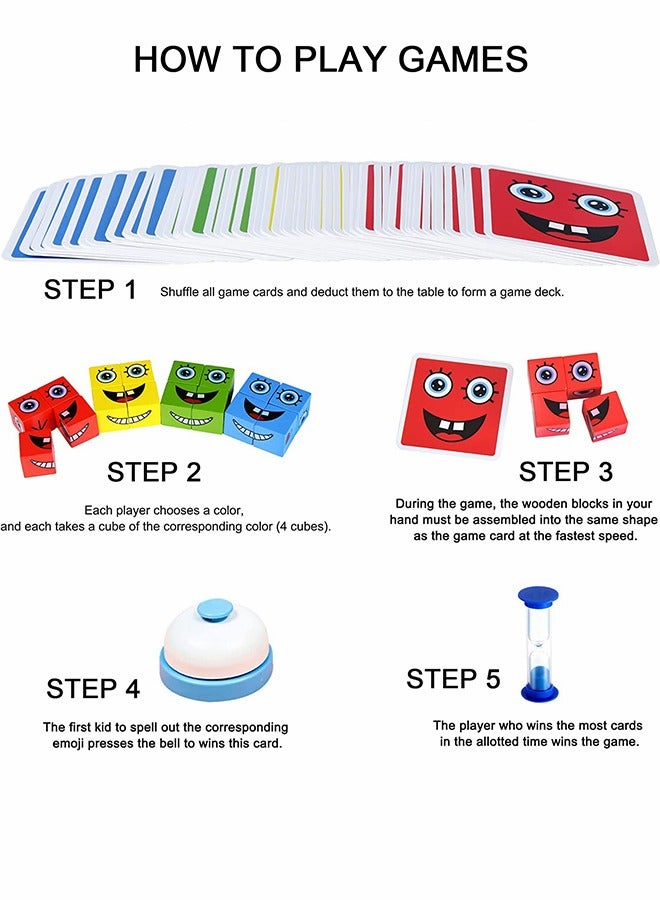 ميكسد مكعبات التعبير الخشبية، لعبة مطابقة المكعبات المتغيرة للوجه، ألعاب مونتيسوري التعليمية، ألعاب لوحية ألغاز تحفيز العقل، ألعاب تعليمية هندسية - Image 2