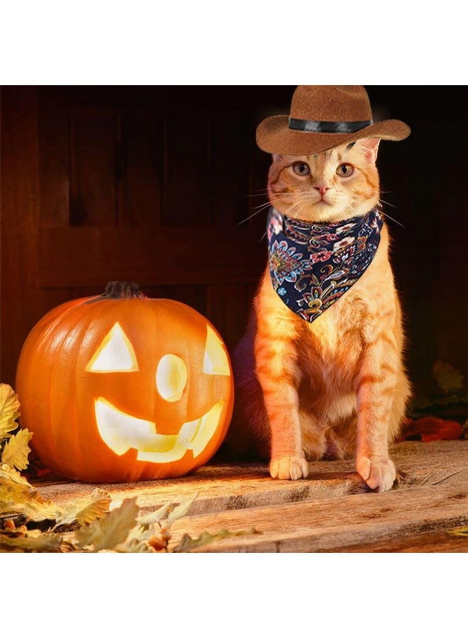 Furimuk 2Pcs Pet Cowboy Hat Costume Accessories Set for Cat Small Dog, Puppy Bandana Scarf Adjustable Brown Western Cowboy Hat for Birthday Halloween Christmas Holiday Party Photo Cosplay and Daily Wearing - Image 5