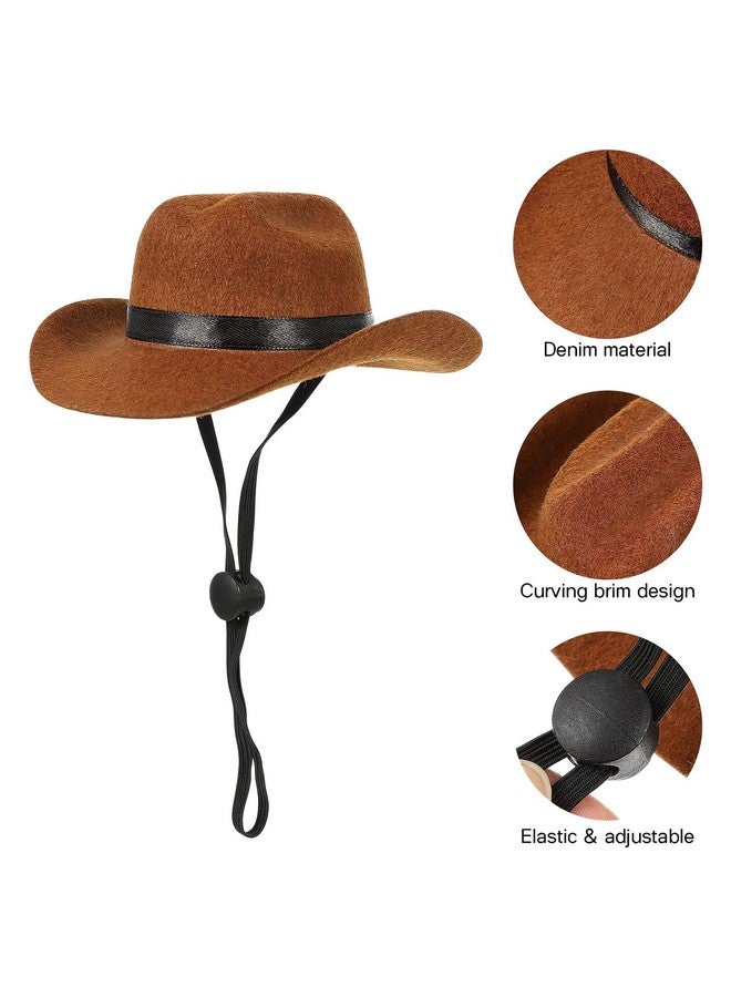Furimuk 2Pcs Pet Cowboy Hat Costume Accessories Set for Cat Small Dog, Puppy Bandana Scarf Adjustable Brown Western Cowboy Hat for Birthday Halloween Christmas Holiday Party Photo Cosplay and Daily Wearing - Image 3