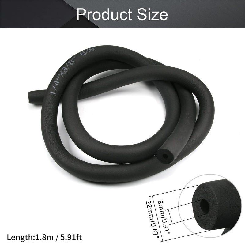 Othmro 2pcs Foam Hose Diameter 22mm/0.87" Internal Diameter 8mm/0.31" Air Conditioner Heat Insulation Pipe Black 1.8m/5.9ft Length - Image 2