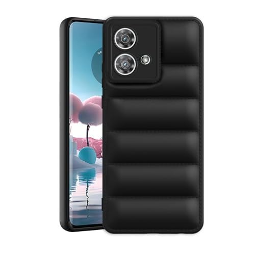 Plus Puffer Case Camera Protection Soft Back Cover for Motorola Moto Edge 40 Neo 5G - Black - Image 1