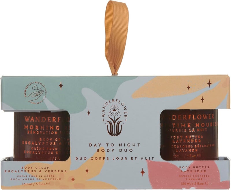 Wanderflower Day to Night Body Duo Set Body Cream Body Butter Relaxing Gift Pack