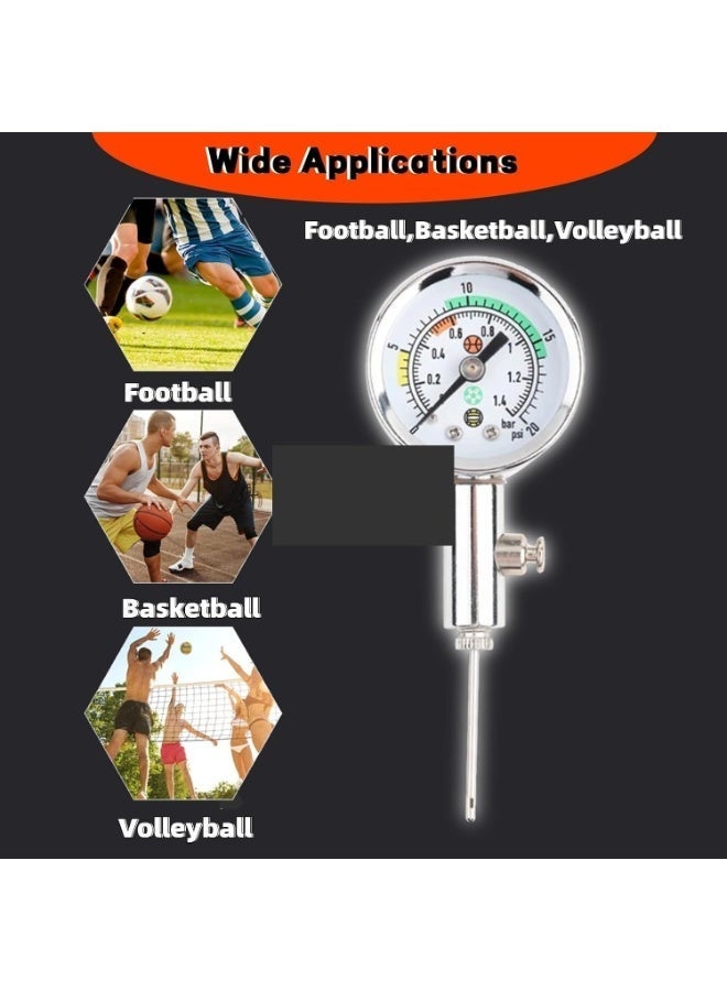 VGEBY Mini Portable Sports Ball Air Pressure Gauge – Analog Barometer Checker for Basketball, Football, Soccer & Volleyball | Metal Pressure Tester Inflation Tool - Image 1