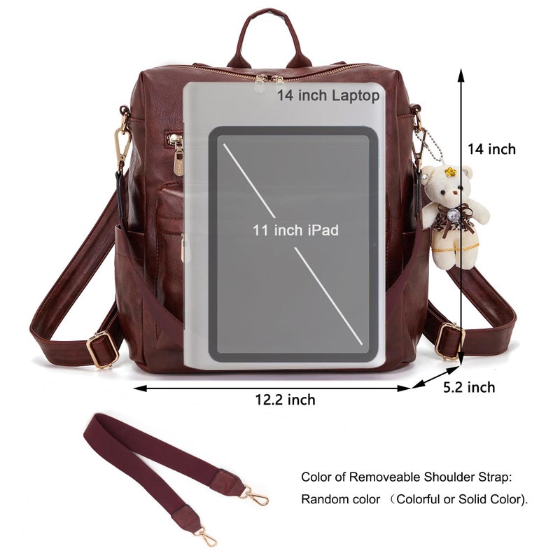 Soperwillton Women Backpack Purse Multipurpose Design Handbags Shoulder Bag PU Leather Travel bag Backpack Set 2pcs - Image 5