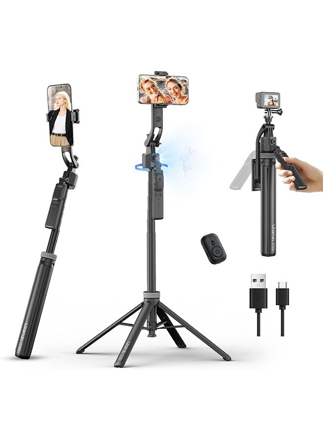 ULANZI TT23 64" Auto Face Tracking Tripod for iPhone/Android with Remote, 360°Rotating Selfie Stick That Follows Your Movement, Facial Recognition Tripod for iPhone 17/16/15/14/13/Android/Camera/GoPro - Image 1