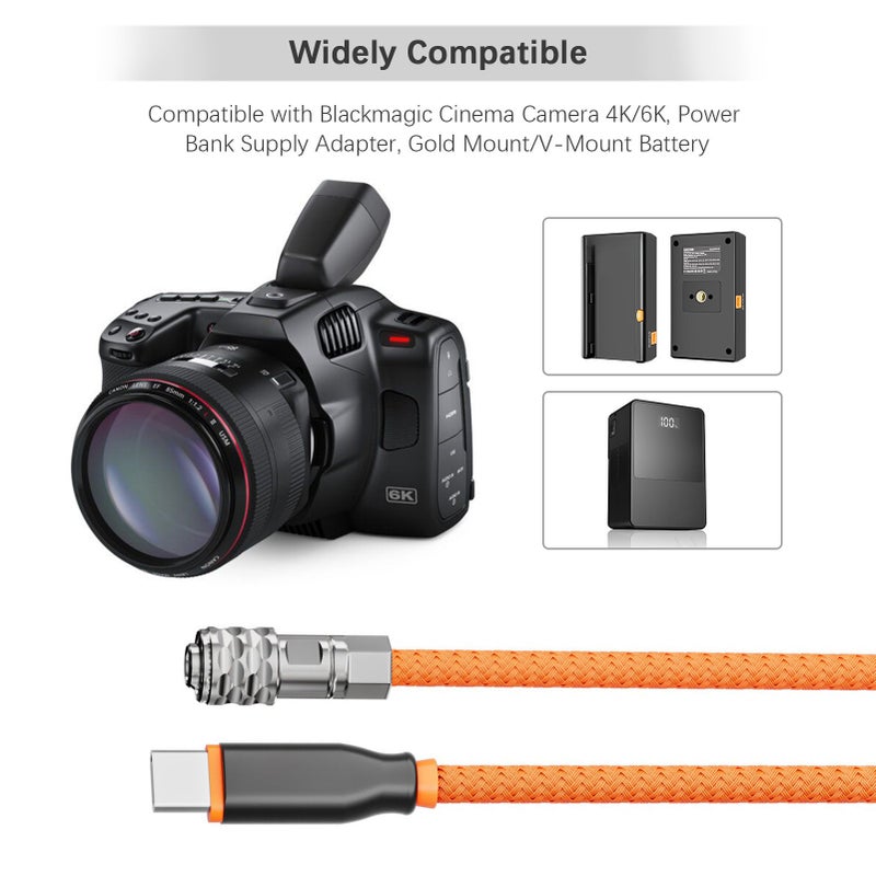 ZGCINE PD-BMD USB-C to 2-Pin BMPCC Power Cable 60cm Length with Braided Wire Compatible with Blackmagic Pocket Camera 4K/6K & V-mount Battery - Image 5