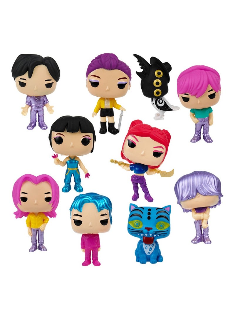 عام طقم تماثيل كيبوب "صياد الشياطين" (10 قطع) - مجسمات شخصيات action figures ونماذج عرض، تضم شخصيات رومي/ميرا/زوي/ديربي. قطع جمع للمعجبين وزينة من مادة PVC. - Image 1