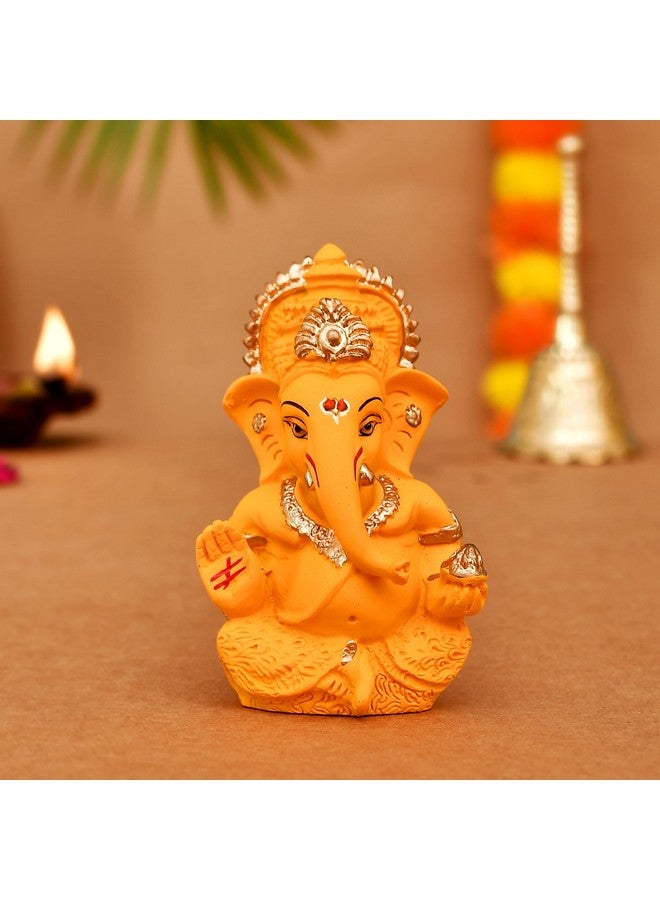 CraftVatika Ganesh Idol for Car Dashboard, Ganesha Ganpati Idol for Home Gift, Terracotta Statue Murti for Car Home Decor Temple Puja Room Gift - Image 1