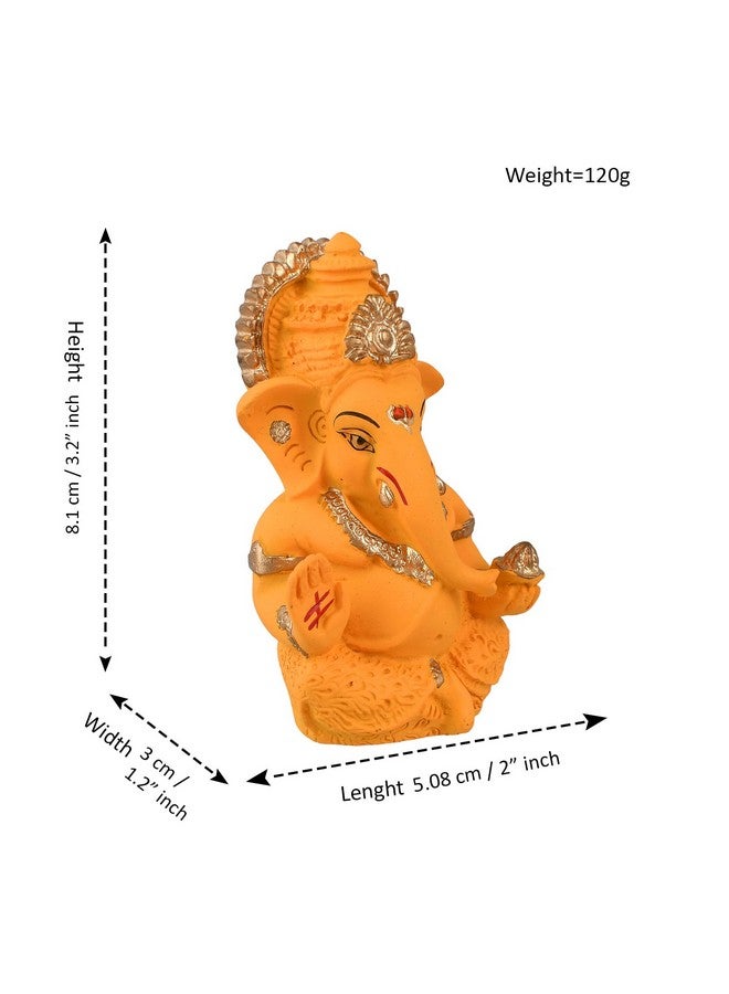 CraftVatika Ganesh Idol for Car Dashboard, Ganesha Ganpati Idol for Home Gift, Terracotta Statue Murti for Car Home Decor Temple Puja Room Gift - Image 3
