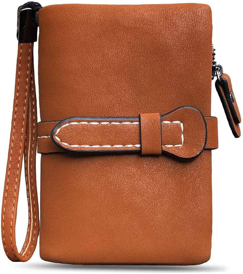 AOXONEL Women's Small Bifold Leather wallet Rfid blocking Ladies Wristlet with Card holder id window Coin Purse - Image 2
