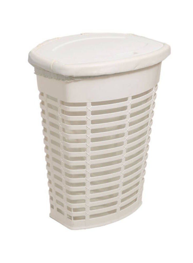 Primanova Plastic Laundry Basket Large Hamper Laundry Bin For Storing Blankets Clothes Pillows Toys Shoes 50 Liters Beige - Image 1
