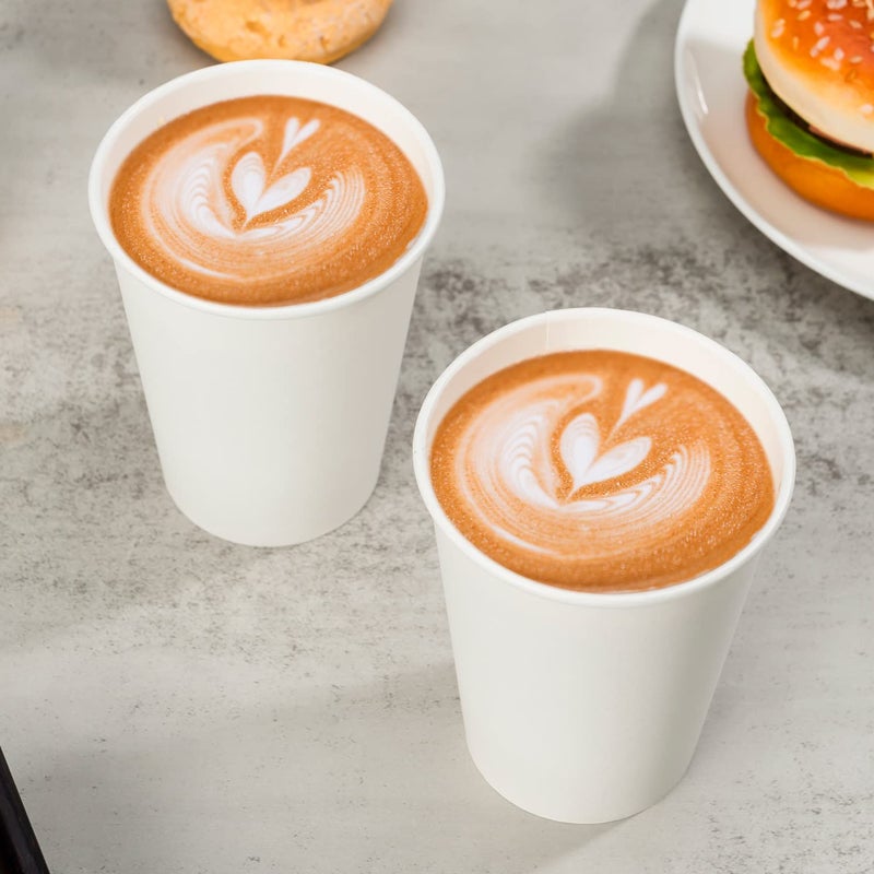 METAPRINT 12 oz Disposable Paper Coffee Cups [300 Pack]  White Hot Coffee Cups 12 oz  Thickened Design for Cafes  Bistros  Parties  and Events - Image 5