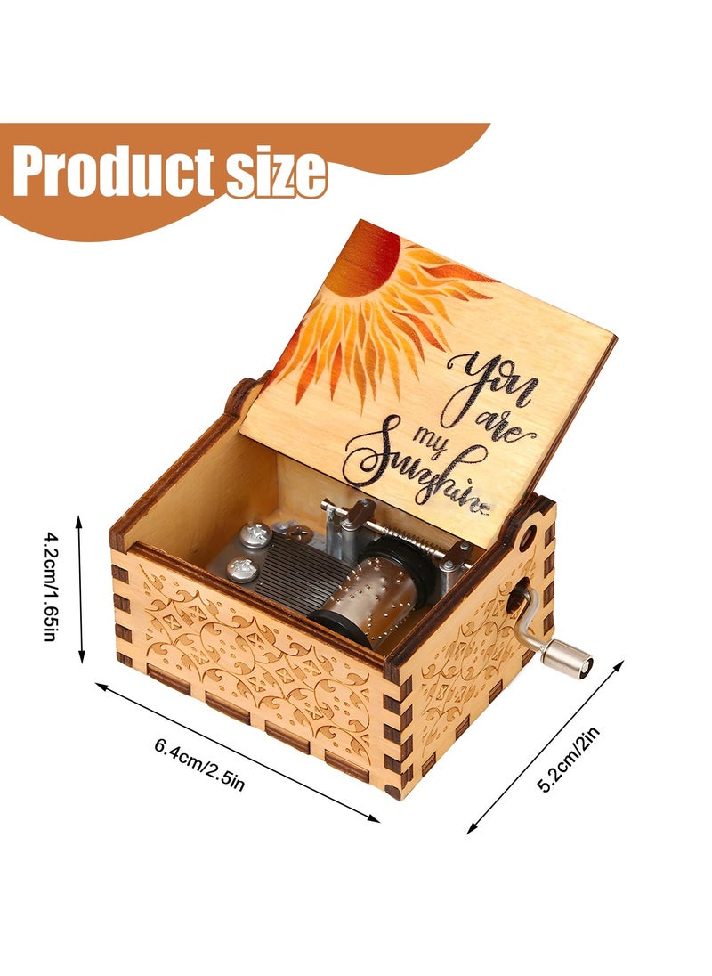 GNAFOTU - You are My Sunshine Music Box,Wood Music Boxes Mini Classic Vintage Hand Crank Musical Box,Gifts for Her Him on Birthday/Christmas/Valentine's Day - Image 1