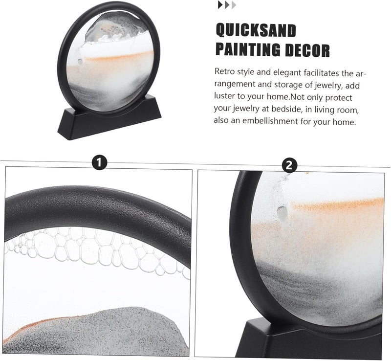 General standard compliant quality COSMEVIVI Quicksand Art Painting Round Glass Frame Flowing Sand Picture Decor for Relaxing Landscape Students and Professionals Hardness boosted processed substance - Image 3
