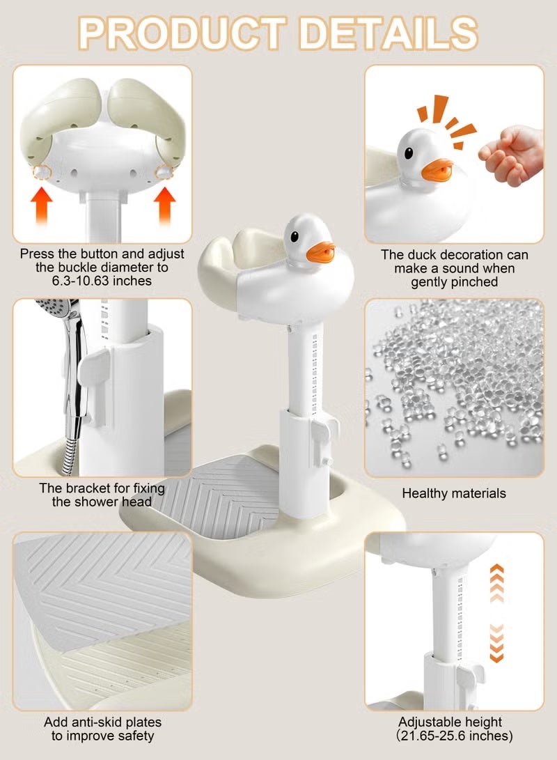 والالا حامل استحمام للأطفال 2 في 1 بارتفاع قابل للتعديل مع قاعدة مضادة للانزلاق، حامل حمام محمول قابل للطي لسلامة الرضيع، دعامة استحمام للأطفال الصغار أثناء الاستحمام، مساعد استحمام محمول للرضع والأطفال الصغار، سهل الاستخدام، مساعد استحمام متين للأطفال - Image 2
