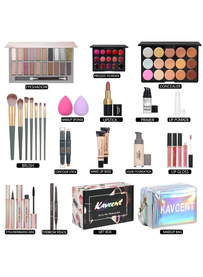 KAVCENT Makeup Gift Set For Teens And Women Full Kit With Eyeshadow Foundation Mascara Contour Lipgloss And Cosmetic Bag - Image 2