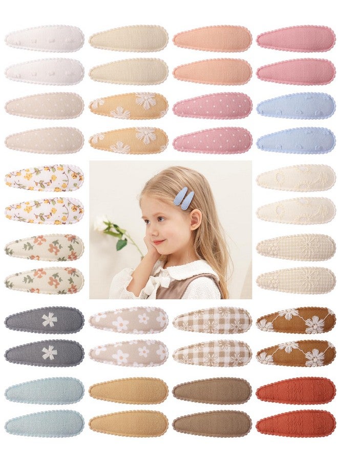 doboi 40Pcs Toddler Hair Clips Baby Girl Hair Bows Clips Floral Print Non Slip Wrapped Snap Hairpins Flower Clips for Hair Barrettes Hair Accessories for Baby Toddler Girls Kids - Image 1
