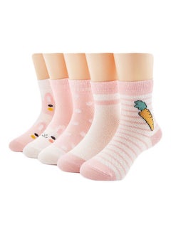 NIBEMINENT Pack Of 5 Print Striped Socks Pink  - Image 1
