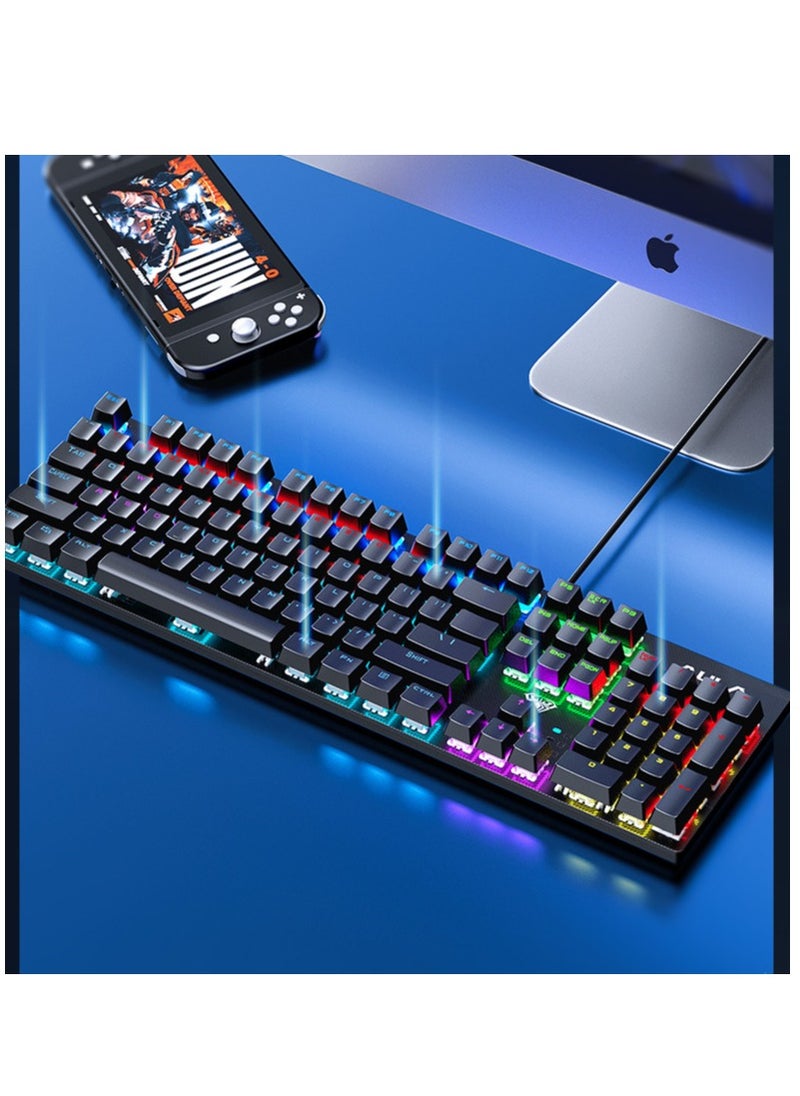 AULA - 104 Keys Wired Gaming Mechanical Mixed Lighting Effect Black (Blue Switch) - Image 1