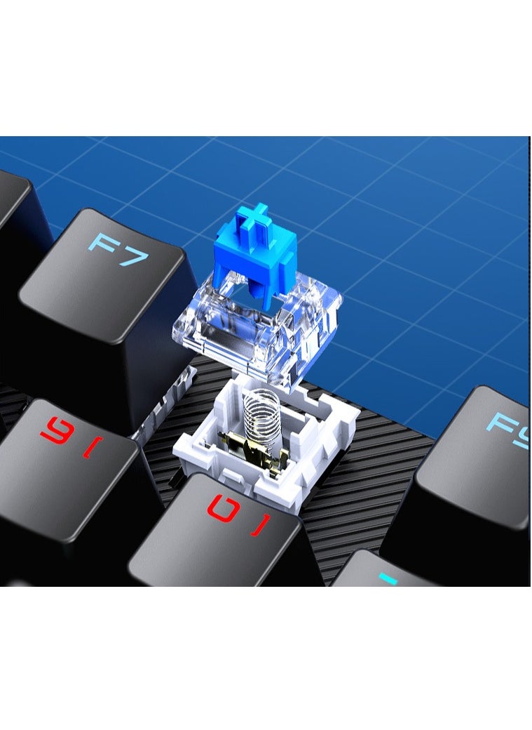 AULA - 104 Keys Wired Gaming Mechanical Mixed Lighting Effect Black (Blue Switch) - Image 1