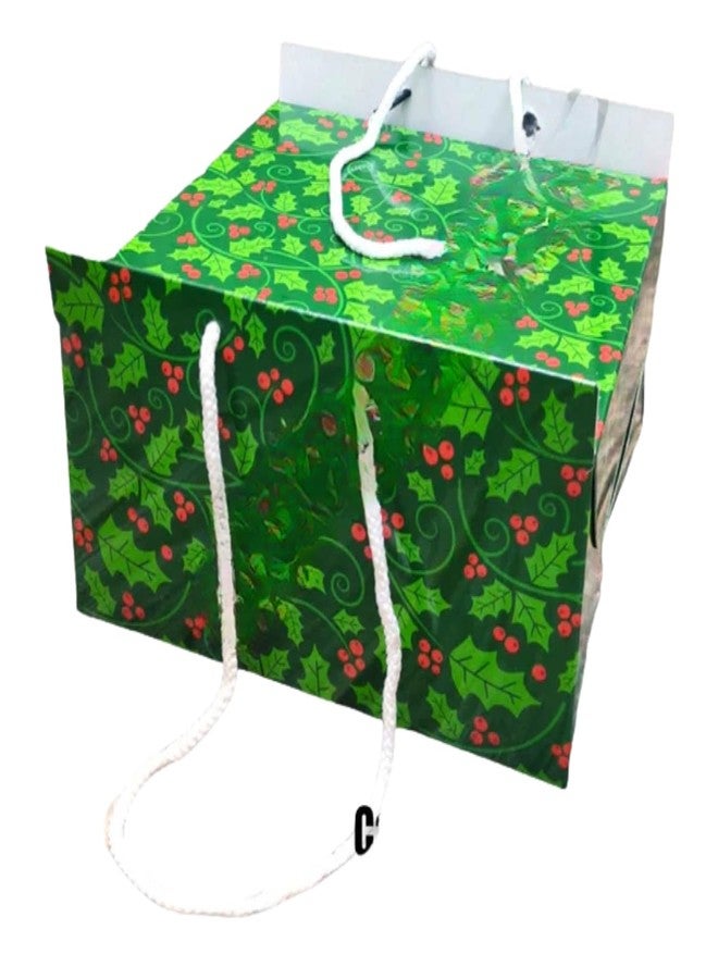 CAKE DECOR 1/2 kg Christmas Theme Cake Box with Rope Handle 8 x 8 x 4 Inch - Christmas Theme 5 (Pack of 10 pcs) - Image 1