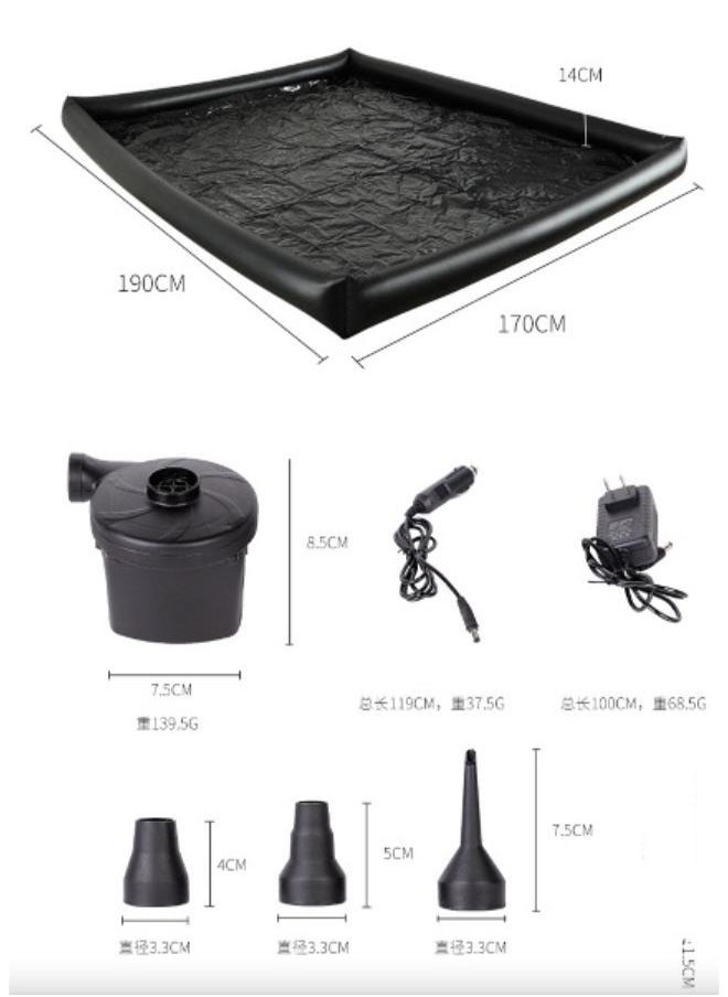 Generic - Inflatable Massage Pool Sheet Durable PVC Waterproof with Inflatable Sides and Electric Air Pump Size: 190cm*170cm - Image 1