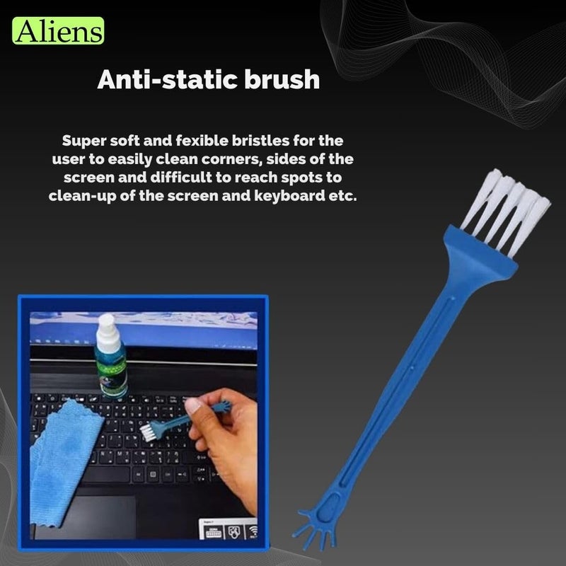 Aliens 3 in 1 Professional Cleaning Kit (100 Ml) for Smartphone,Laptop,Camera,Tablet,Binocular,Lens,Monitor,TV,Screen(Includes: 100 Ml Anti-Static Liquid Spray + Soft Brush + Microfiber Cloth),Blue - Image 5