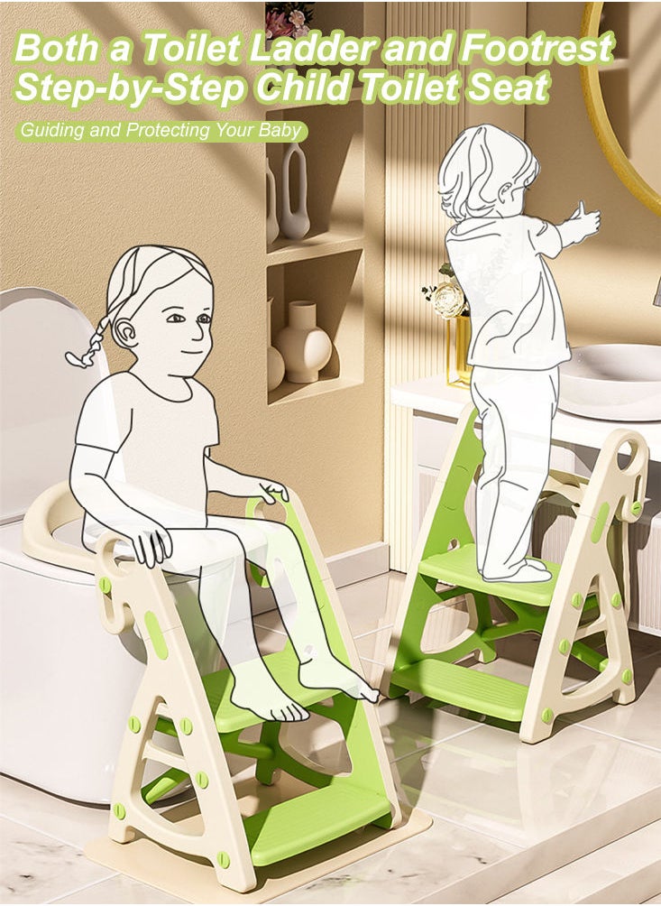 Perfii 2-in-1 Potty Training Toilet Seat with Integrated Step Stool, Splash Guard, Anti-Slip Pad, and Sturdy Triangle Foot Step Design for Boys and Girls  - Image 5