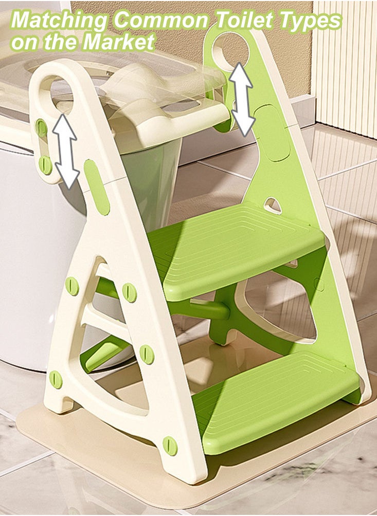 Perfii 2-in-1 Potty Training Toilet Seat with Integrated Step Stool, Splash Guard, Anti-Slip Pad, and Sturdy Triangle Foot Step Design for Boys and Girls  - Image 2