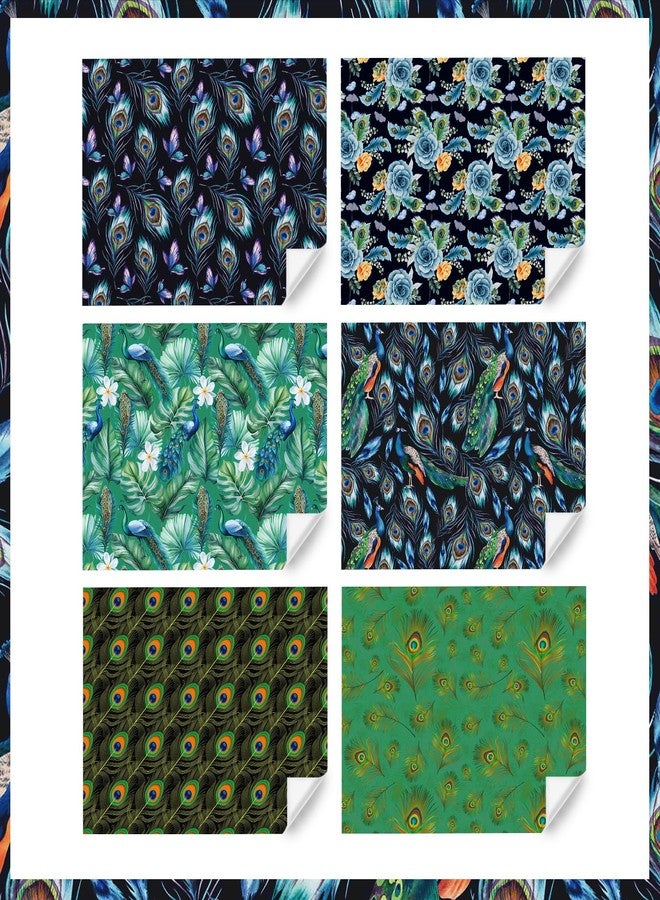 Boerni Peacock Wrapping Paper for Women Men, 6 Sheets Peacocks Feather Print Turquoise Gift Wrap Paper, Blue Green Teal Color Designs Folded Flat Gift Packing with Green Ribbon Set for Birthday Christmas - Image 3
