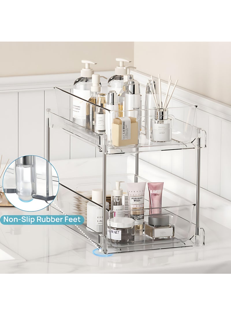 الآلة الصغيرة منظمان لتخزين الحمام ، 2 حزمة واضحة تحت الحوض ، حاوية تخزين العداد الغرور ، صناديق أدراج خزانة الأدوية ، منظمة السحب مع مقر للمخزن ، المطبخ - Image 5