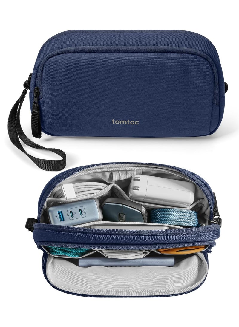 Tomtoc Light-T12 Electronic Organizer Travel Case 1.8L, Water Resistant Dual Compartment Tech Pouch Cable Organization Storage Bag for Charger, Cord, Phone, Hard Drive, Power Bank, Accessories Travel Essentials Eco-Friendly - Medium  - Image 1