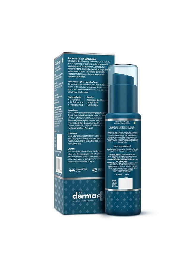 ذا ديرما كو تونر X Dr.V Skin Renew الببتيد المرطب مع الببتيد وحمض الهيالورونيك 100 مل 1% حمض الساليسيليك يفتح المسام، تونر مرطب لبشرة مشدودة وشبابية، تونر خالي من الكحول  - Image 2