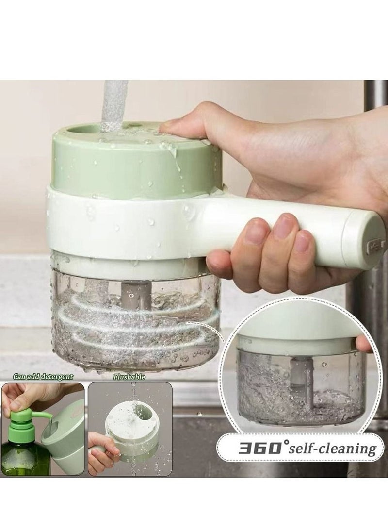 بيوينتي - Handheld Electric Vegetable Chopper Set,4 in 1 Wireless Food cutter for Garlic Pepper Chili Onion Celery Ginger Meat with Brush - Image 1