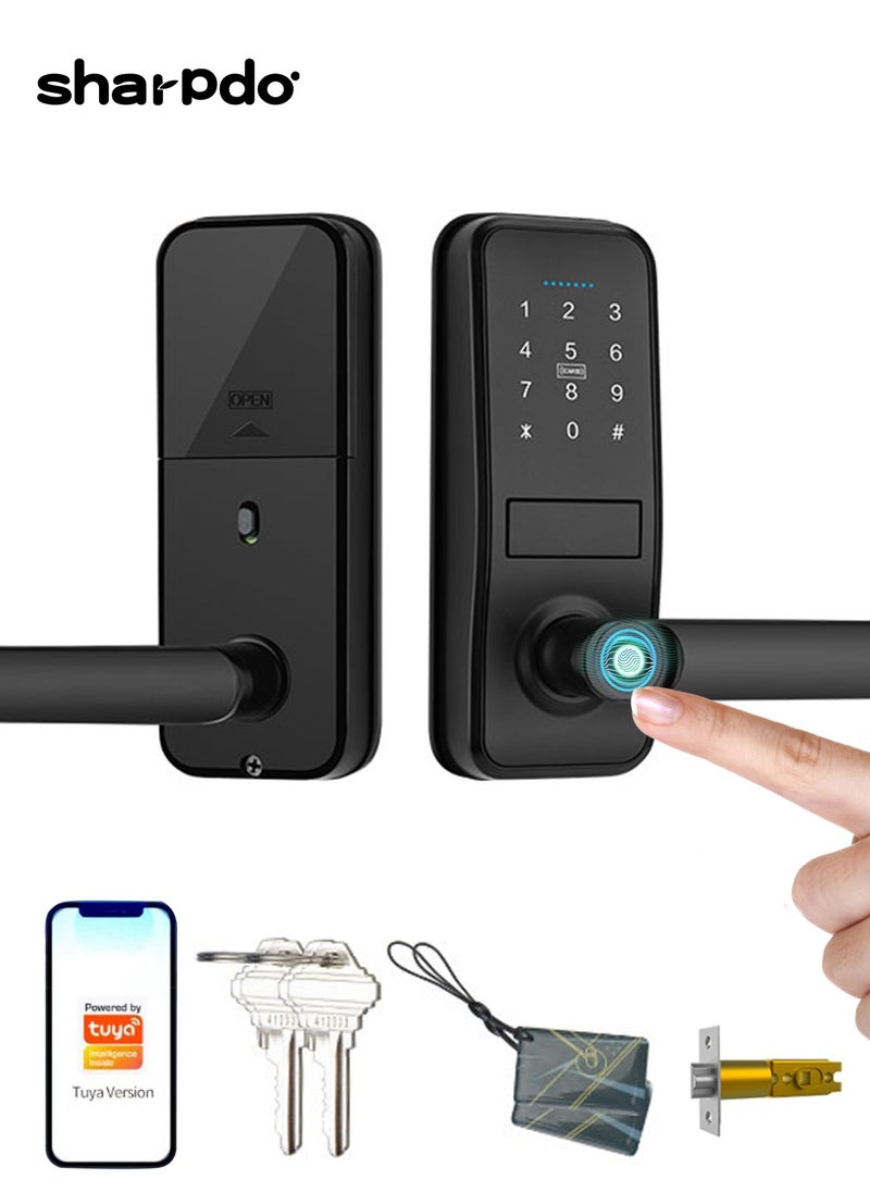Sharpdo Smart Lock, Electronic Password Lock, Fingerprint/App/Access Card/Password/Key, Virtual Password to Prevent Peeping, 5-In-1 Unlocking Method  - Image 1
