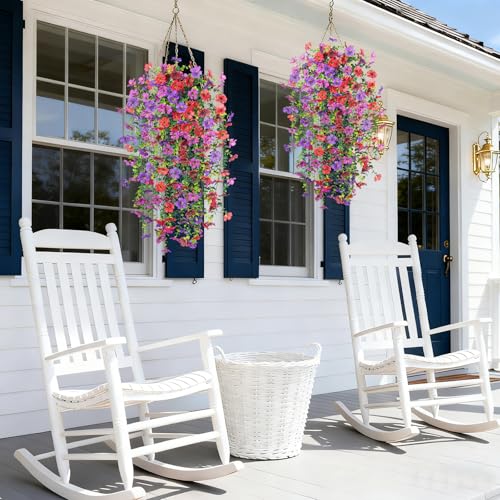Hrobek 4 PCS Artificial Hanging Plants Flowers for Outdoor Srpring Summer Decoration, Fake Realistic Daisy Eucalyptus for Outdoors, Faux Plastic Greenery Long Vine Indoor Wall Patio Porch Decor - Image 5