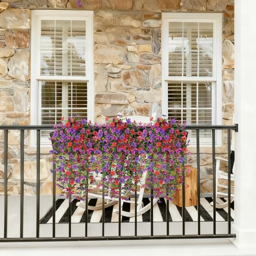Hrobek 4 PCS Artificial Hanging Plants Flowers for Outdoor Srpring Summer Decoration, Fake Realistic Daisy Eucalyptus for Outdoors, Faux Plastic Greenery Long Vine Indoor Wall Patio Porch Decor - Image 3