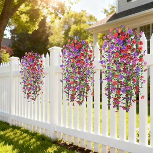 Hrobek 4 PCS Artificial Hanging Plants Flowers for Outdoor Srpring Summer Decoration, Fake Realistic Daisy Eucalyptus for Outdoors, Faux Plastic Greenery Long Vine Indoor Wall Patio Porch Decor - Image 4