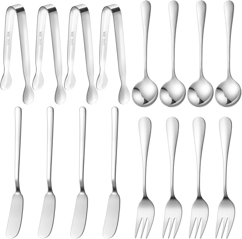 Mlurcu Cheese Butter Spreader Knife Set Charcuterie Accessories 16 Pieces Charcuterie Board Utensils Stainless Steel Spreader Knives Mini Serving Tongs Spoons and Forks for Jam Appetizers Pastry - Image 1
