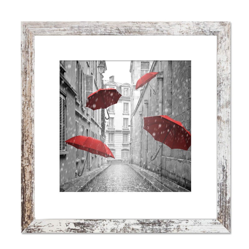 Finefrarm 11x11 Picture Frame Display Pictures 8x8 with Mat or 11x11 without Mat Rustic Style Square Photo Frames for Wall Mounting