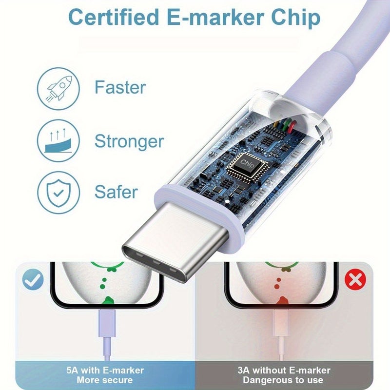USB C to USB Cable 78.74in Blue Fast Charging Carplay Cord for iPhone 16 15 and Car Charger - Image 5