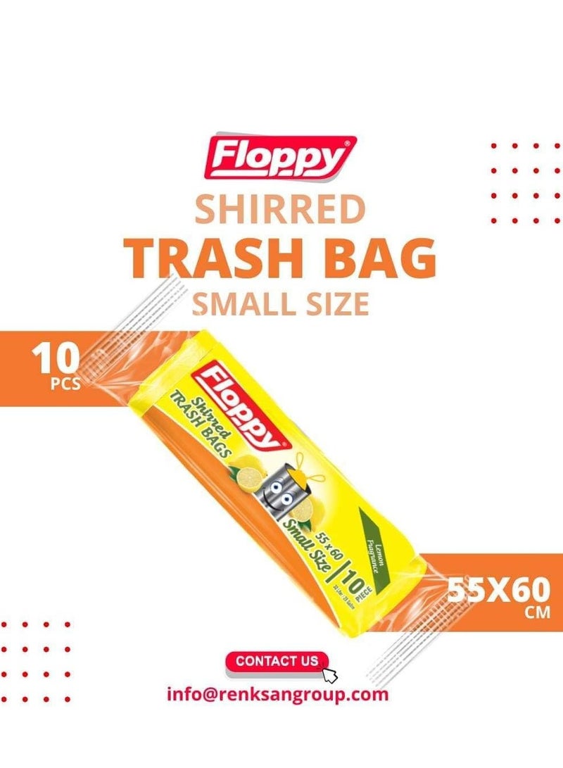 FLOPPY 10' SHIRRED TRASH BAG 55 X 60 CM LEMON