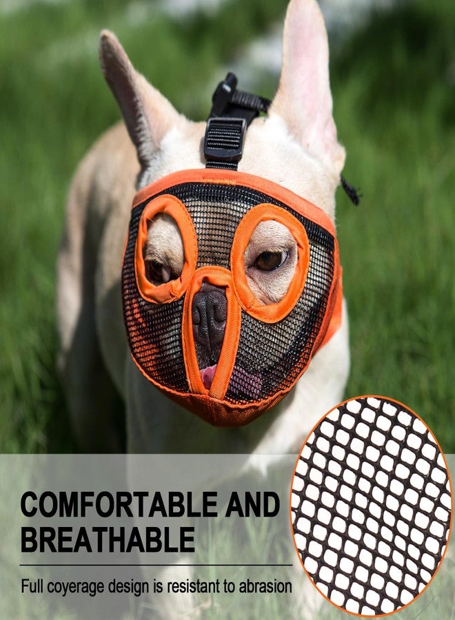 JYHY Short Snout Dog Muzzles- Adjustable Breathable Mesh Bulldog Muzzle for Biting Chewing Licking Grooming Dog Mask,Orange(Eyehole) M - Image 5