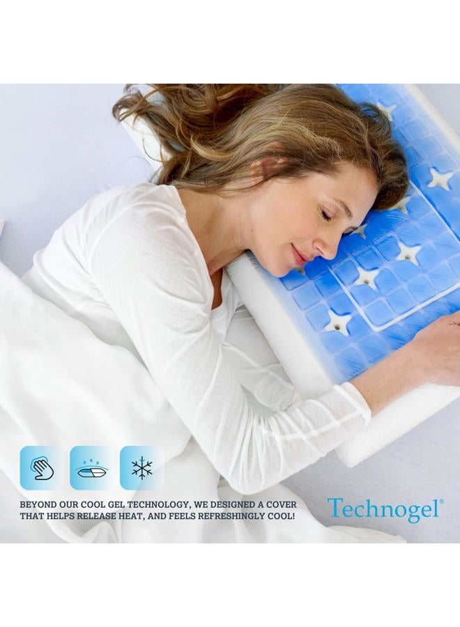 Technogel Deluxe Cooling Gel Pillow - Patented Cooling Technology, Odorless Memory Foam – Breatable Ergonomic Support for Side & Back Sleepers with Washable Cover, 5.5" (Thick) - Image 2