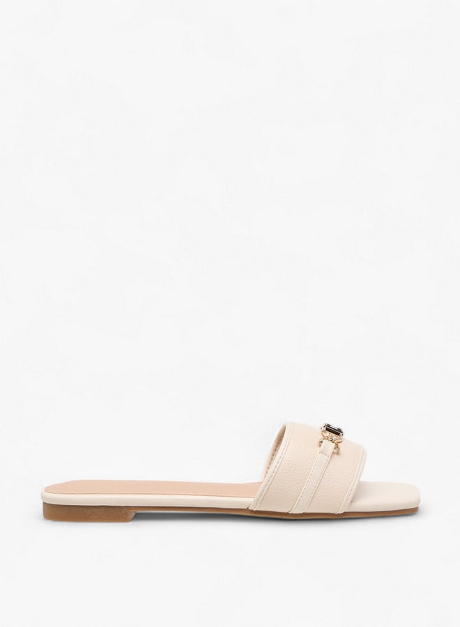Flora Bella By Shoexpress Women Metal Accent Slip-On Flat Sandals  - Image 3