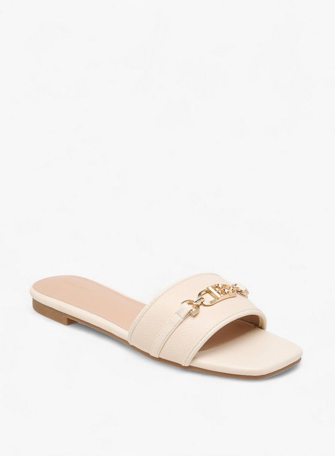 Flora Bella By Shoexpress Women Metal Accent Slip-On Flat Sandals - Image 2