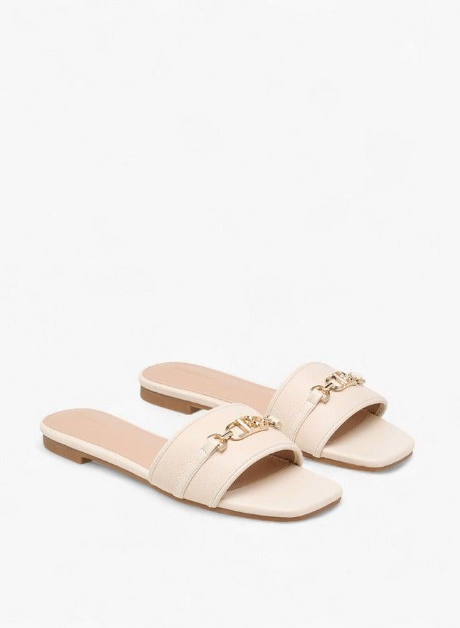 Flora Bella By Shoexpress Women Metal Accent Slip-On Flat Sandals - Image 3