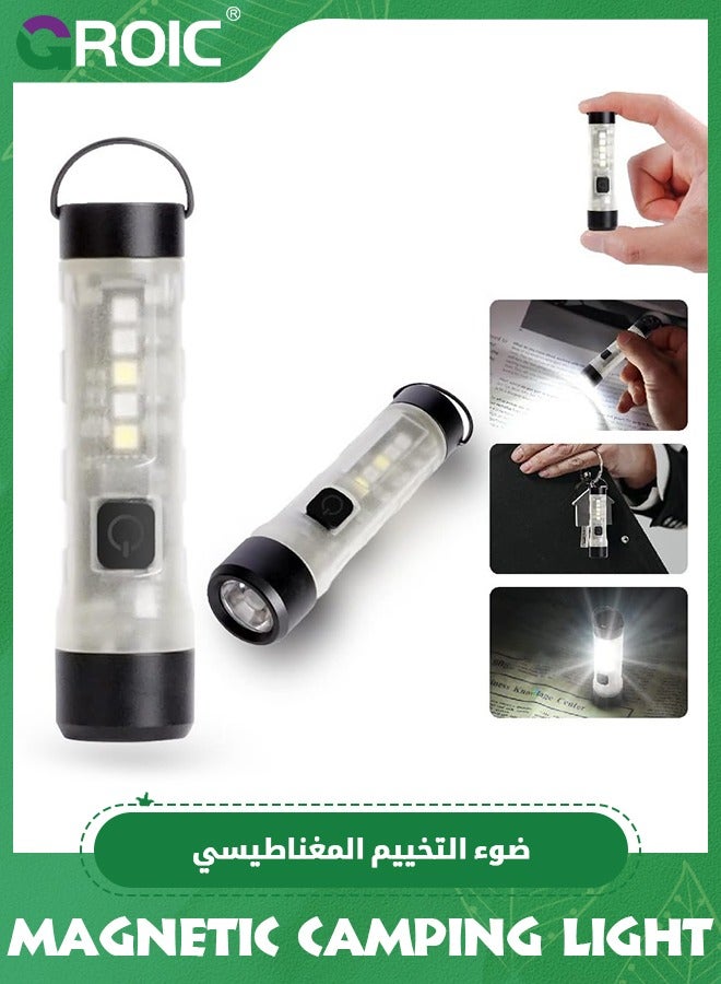 GROIC Mini Flashlight with Hook, Portable Camping Lantern, LED Flashlight with Magnetic Hook, Type-C Charging, Pocket Torch for Tent, Outdoor - Image 1