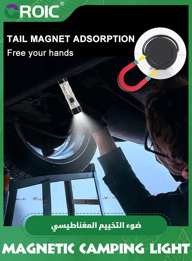 GROIC Mini Flashlight with Hook, Portable Camping Lantern, LED Flashlight with Magnetic Hook, Type-C Charging, Pocket Torch for Tent, Outdoor - Image 2